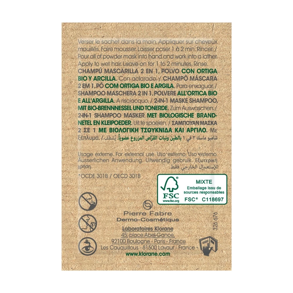 Klorane Ortie Masque Lavant 2 En 1 Poudre 8 Sach Ets 3gr 2 Klorane Ortie Masque Lavant 2 En 1 Poudre 8 Sach Ets 3gr – Image 2