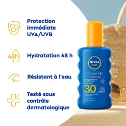 NIVEA Spray Solaire Hydratant Protect&HydrateFPS 30 -Éclat De Beauté 259724 nivea spray solaire hydratant protect hydratefps 30 protection solaire 200ml flacon pompe autre2 1000x1000 1