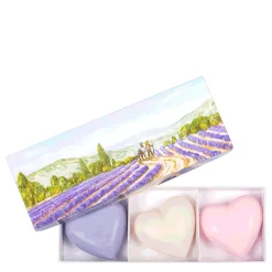 Coffret De 3 Savons Cœur 50g (Lavande, Fleur De Coton, Rose)