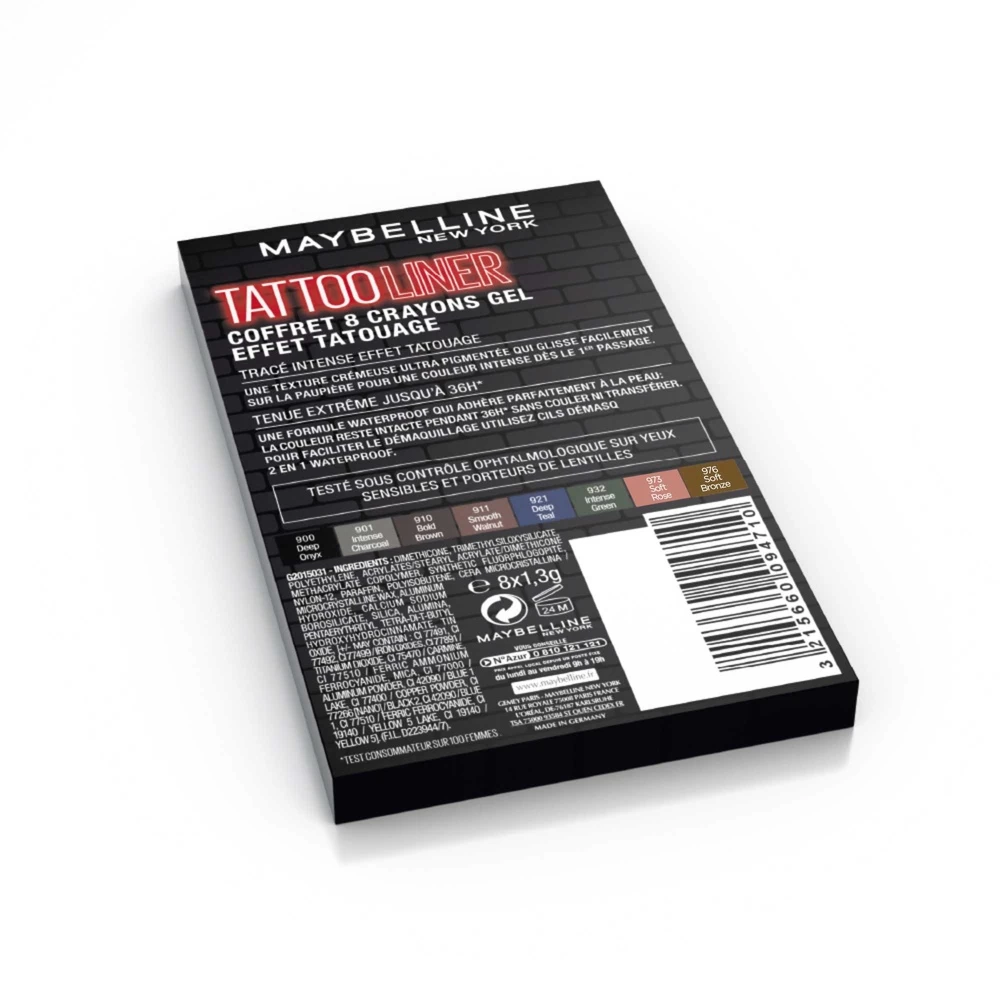 Maybelline New York Maybelline Tattoo Liner Crayon Gel Eyeliner Coffret X8 2 Maybelline New York Maybelline Tattoo Liner Crayon Gel Eyeliner Coffret X8 – Image 2