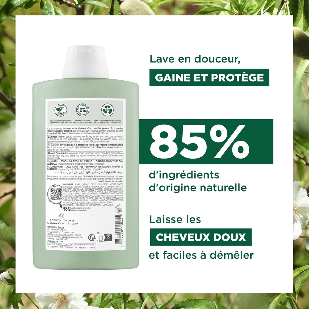 Klorane Amande - Shampooing Gainant Douceur Et B Rillance Dès 3 Ans 400ml 3 Klorane Amande - Shampooing Gainant Douceur Et B Rillance Dès 3 Ans 400ml – Image 3