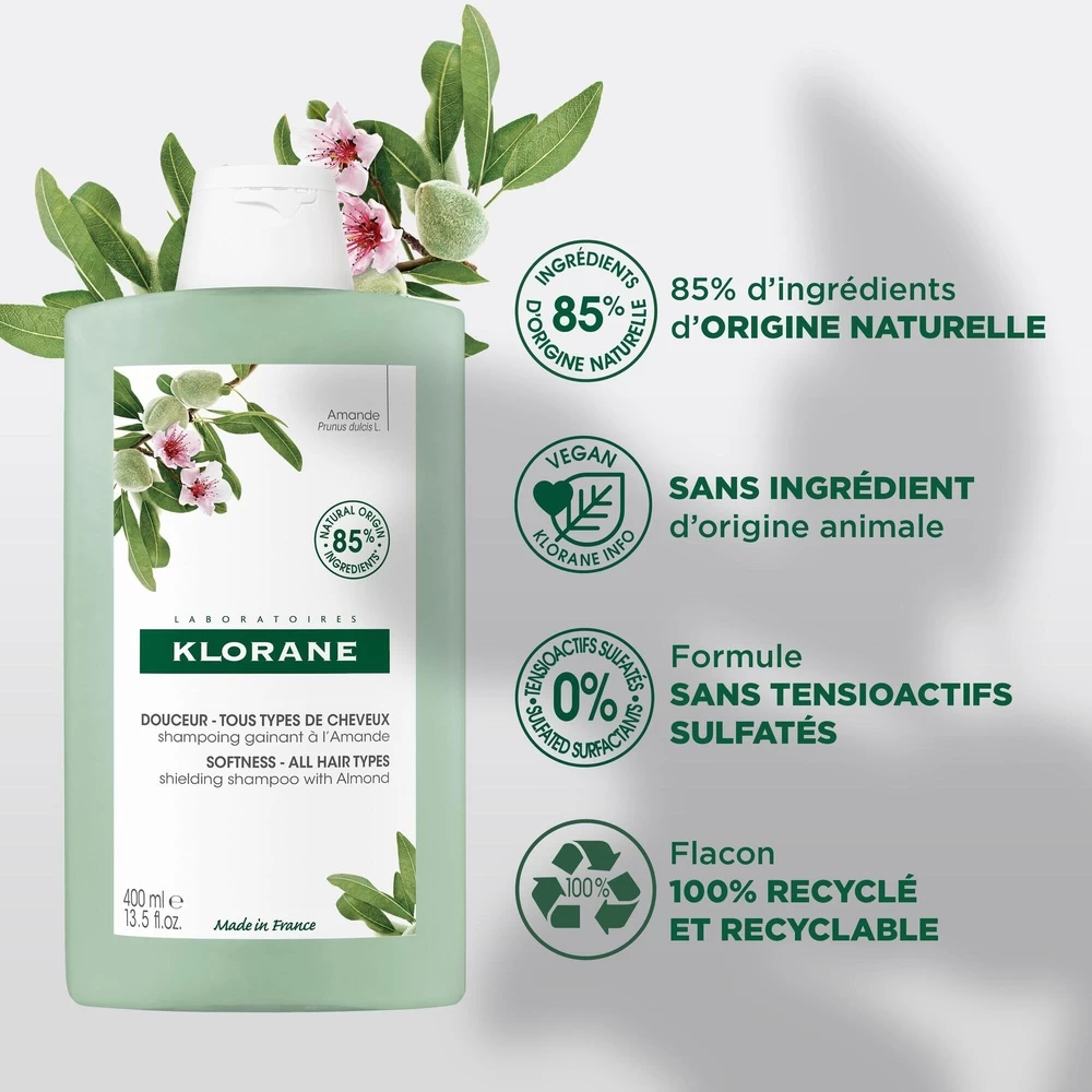 Klorane Amande - Shampooing Gainant Douceur Et B Rillance Dès 3 Ans 400ml 4 Klorane Amande - Shampooing Gainant Douceur Et B Rillance Dès 3 Ans 400ml – Image 4